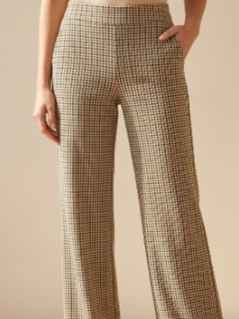 I LOVE TYLER MADISON Wide Leg Plaid Houndstooth Pull On Dress Pants M Canada